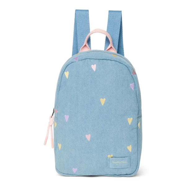 STUDIO NOOS - Denim Mini BACKPACK - batôžtek Hearts Light Blue Hearts