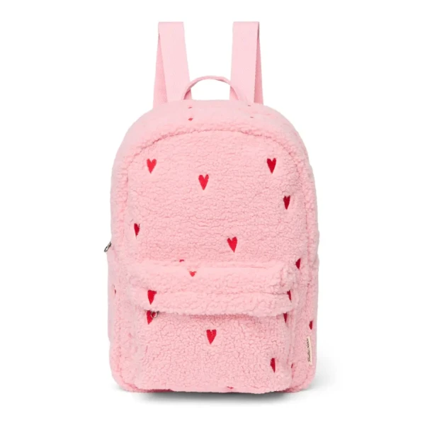 STUDIO NOOS - Teddy Midi BACKPACK - batôžtek Light Pink Hearts