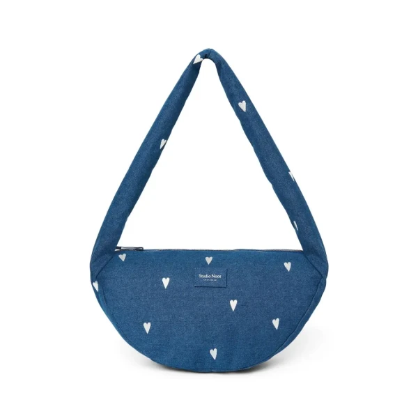 STUDIO NOOS - Denim Mini Cross Body bag Hearts Dark Blue White Hearts