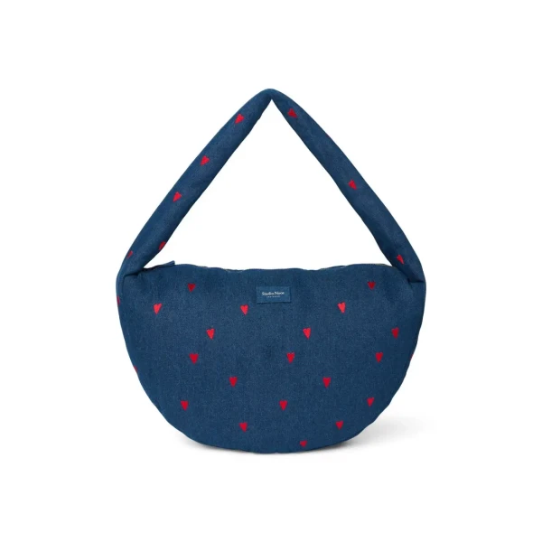 STUDIO NOOS - Denim Cross Body bag Dark Blue Red Hearts