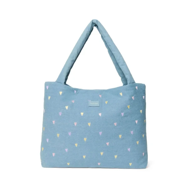 STUDIO NOOS - Denim MOM BAG Hearts Light Blue Hearts