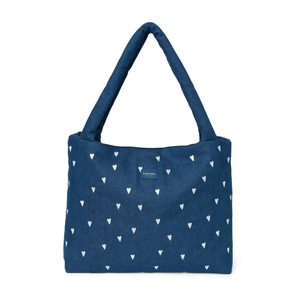 STUDIO NOOS - Denim MOM BAG Dark Blue White Hearts