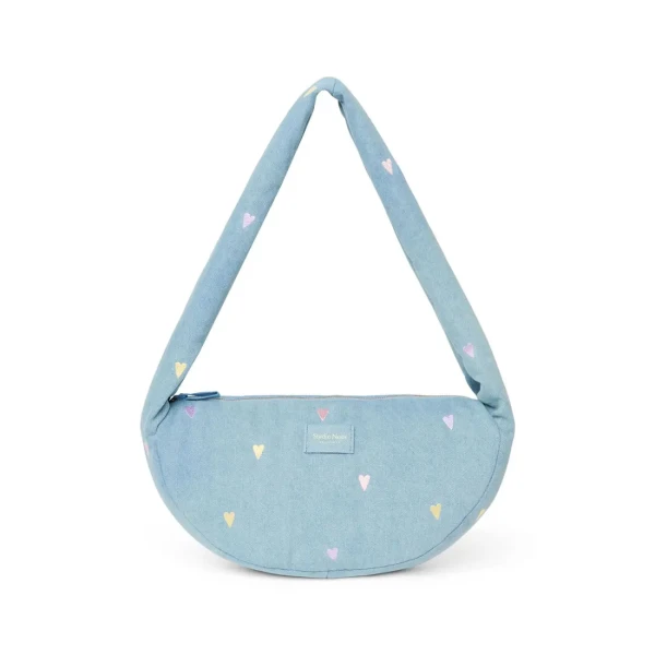 STUDIO NOOS - Denim Mini Cross Body bag Hearts Light Blue Hearts