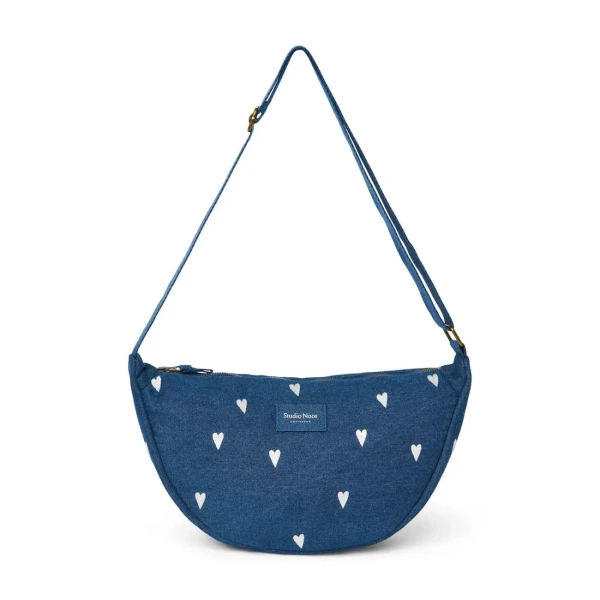 STUDIO NOOS - Denim Adult FANNY kabelka Hearts Dark Blue White Hearts