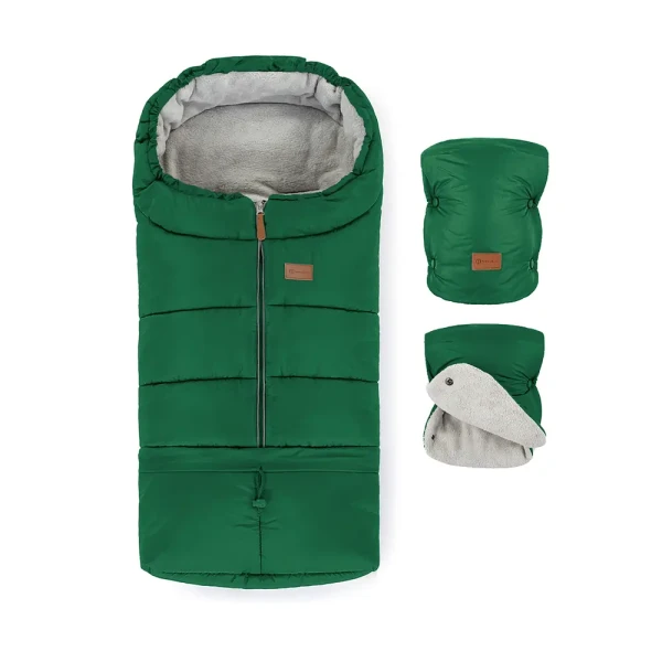 PETITE&MARS Set zimný fusak Jibot 3v1 + rukavice na kočík Jasie Juicy Green Horizontal