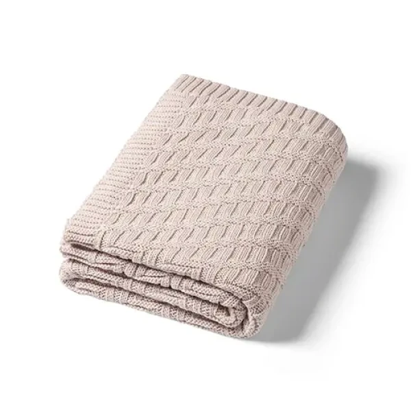 BABYONO Deka z organickej bavlny pletená 75 x 100 cm beige 0m+