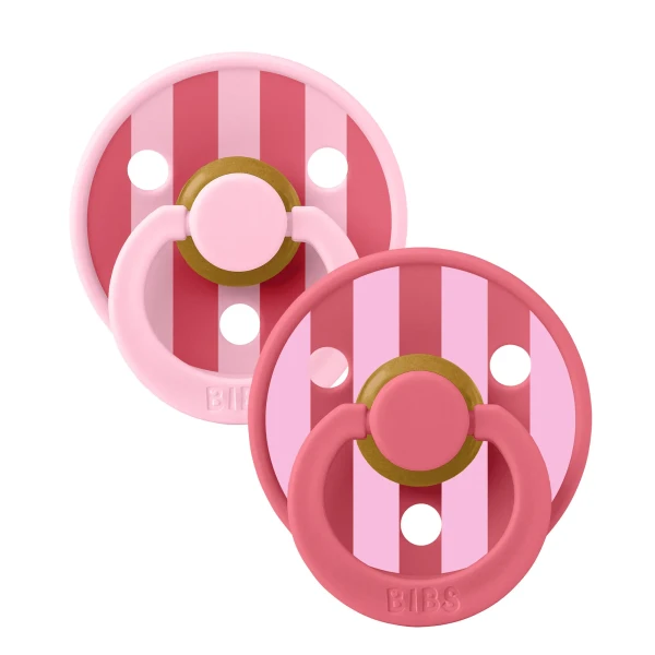 BIBS STUDIO Colour Block cumlíky z prírodného kaučuku Baby Pink Coral Mix 2ks - veľkosť 1