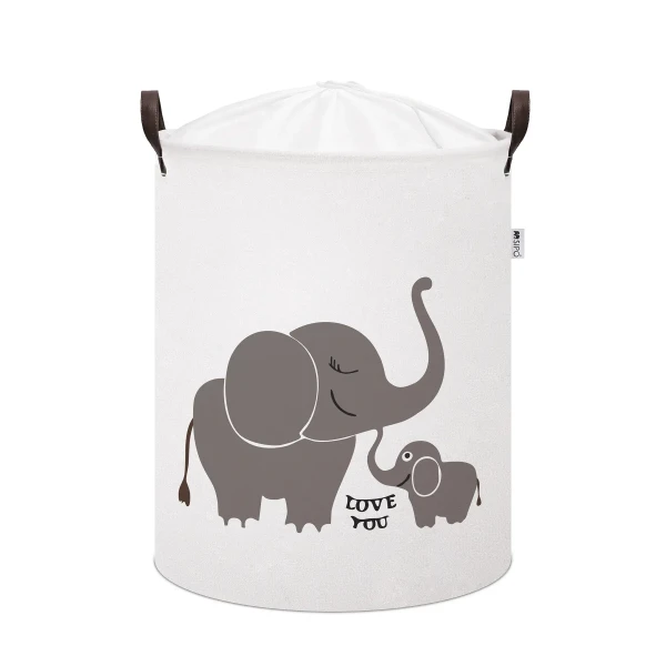 Sipo Kôš na hračky so šnúrkou, skladací bavlnený / 43 l, Elephants