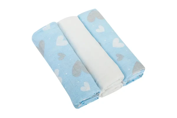 Bomimi PLIENKY látkové Premium 80x70 (3ks), SRDCE-MODRÁ