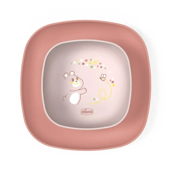 CHICCO Set jídelní - miska a talíř pink 12m+