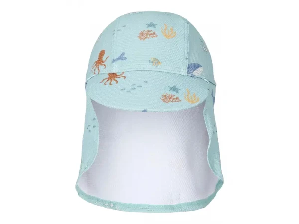 Little Dutch Plážová kšiltovka s ochranou krku Ocean Friends vel. 3