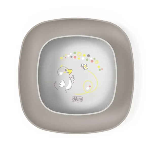 CHICCO Set jídelní - miska a talíř grey 12m+