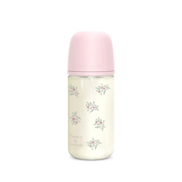 SUAVINEX Fľaša sklo POETRY 240 ml fyziologická SX PRO +3 MF - ružová