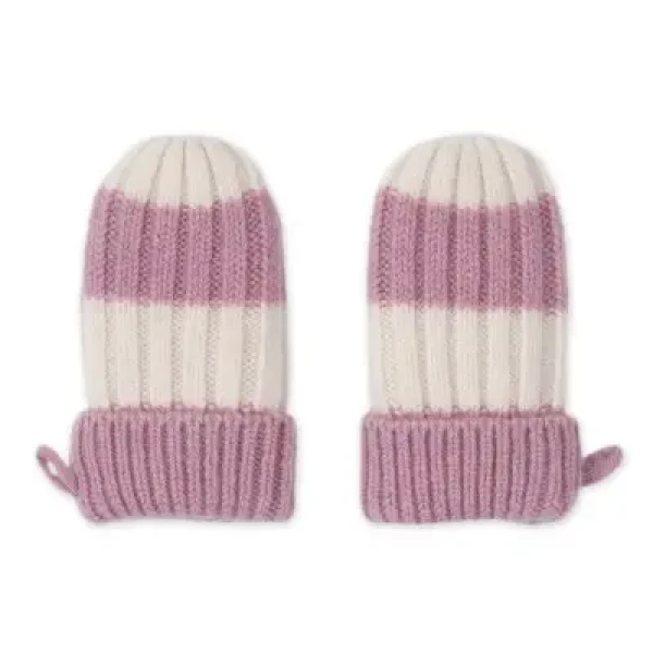 LODGER Rukavice Stripe Merino Mauve vel. 0 - 12 mesiacov