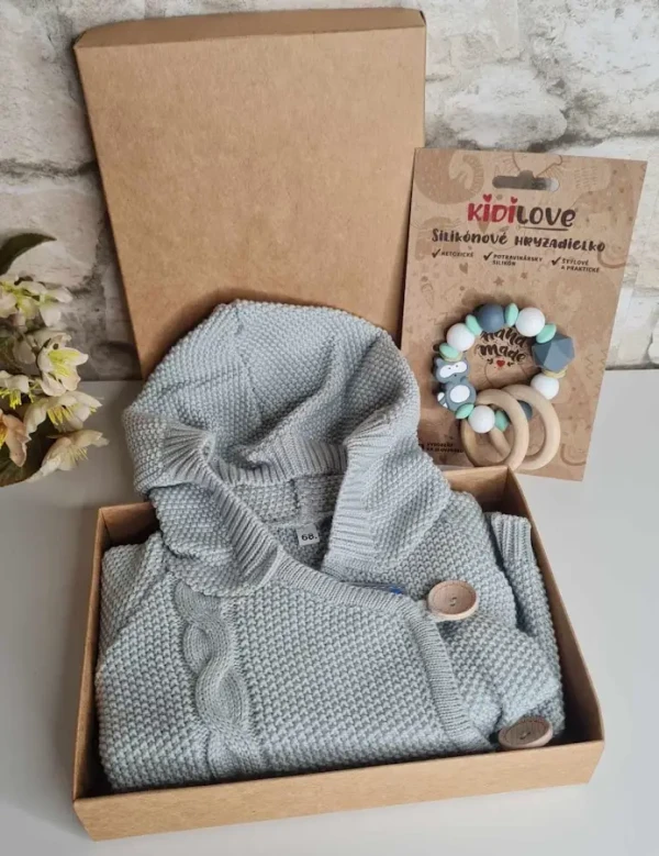 EKO Natimi Svetrík s kapucňou, GREY veľ.68 (v krabičke s hračkou)