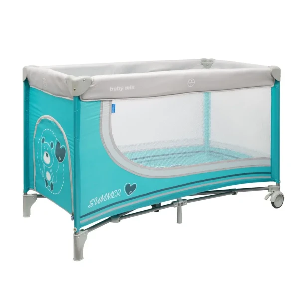 BABY MIX Detská cestovná postieľka Medvedík modrý
