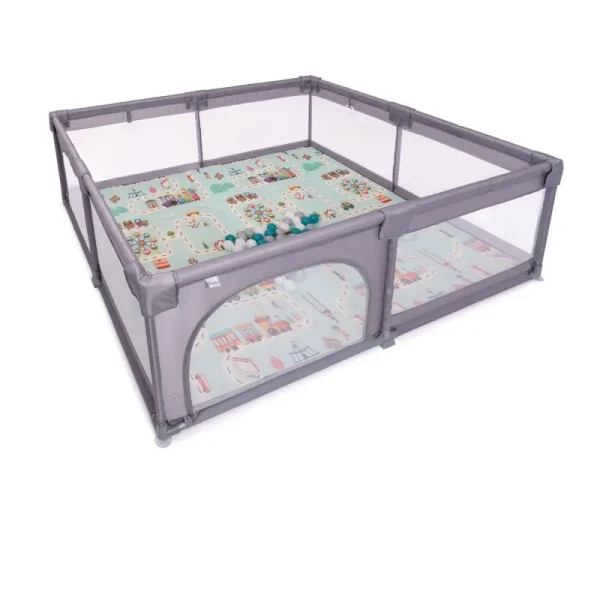 BabyGo Ohrádka Playpark Grey s matrací