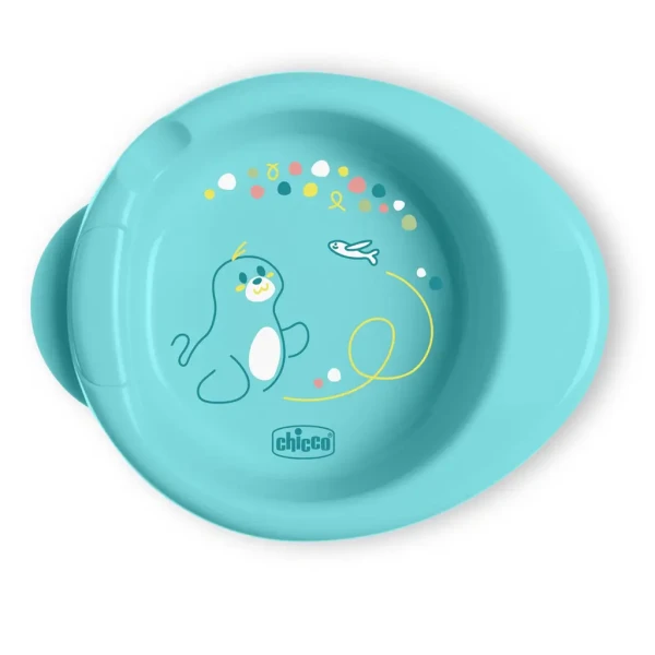 CHICCO Talíř protiskluzový udržující teplé jídlo teal 6m+