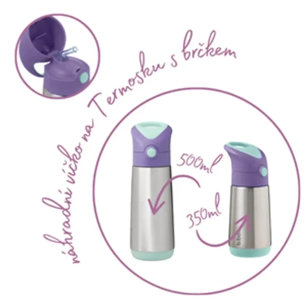 B.BOX Náhradné viečko pre Termosku na pitie so slamkou - lilac pop