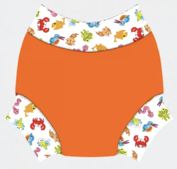 nappy Neoprénové plavky Oranžové s húseničkami XL