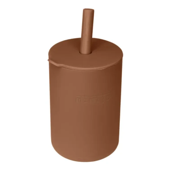 Mimijo hrnček so slamkou tehlovo hnedý