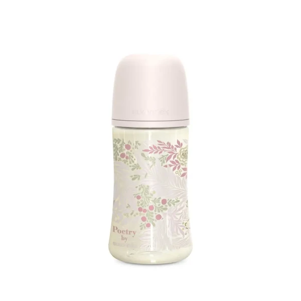SUAVINEX Dojčenská fľaša POETRY 270ml FYZIOL PRETOK M - ružová