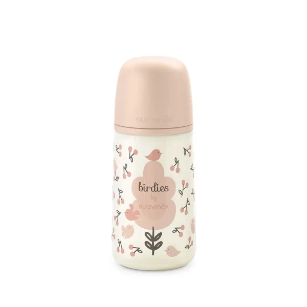 SUAVINEX Dojčenská fľaša 270 ml M BIRDIES - ružová