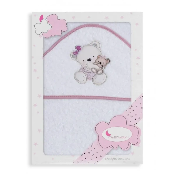 INTERBABY Osuška MACKO MAMKA - BIELO/RUŽOVÁ