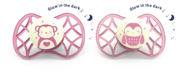 NUVITA Ortodontické cumlíky Explorer 6m+ 2ks svietiace v tme, Female