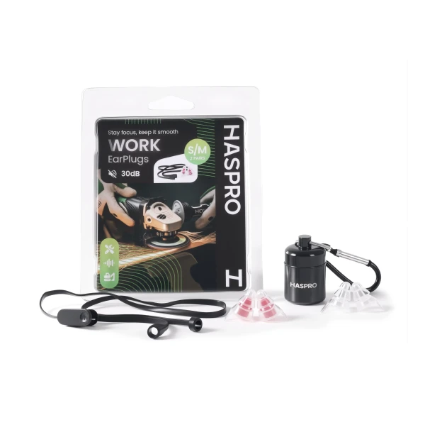 Haspro Work Universal špunty do uší se šňůrkou (S/M), SNR: 30 dB, přepravní pouzdro