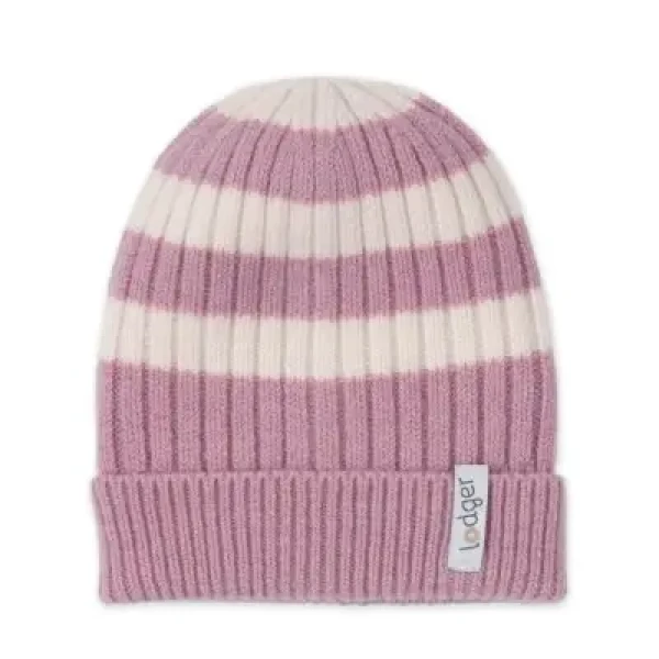LODGER Čiapka Stripe Merino Mauve 1 - 2 roky