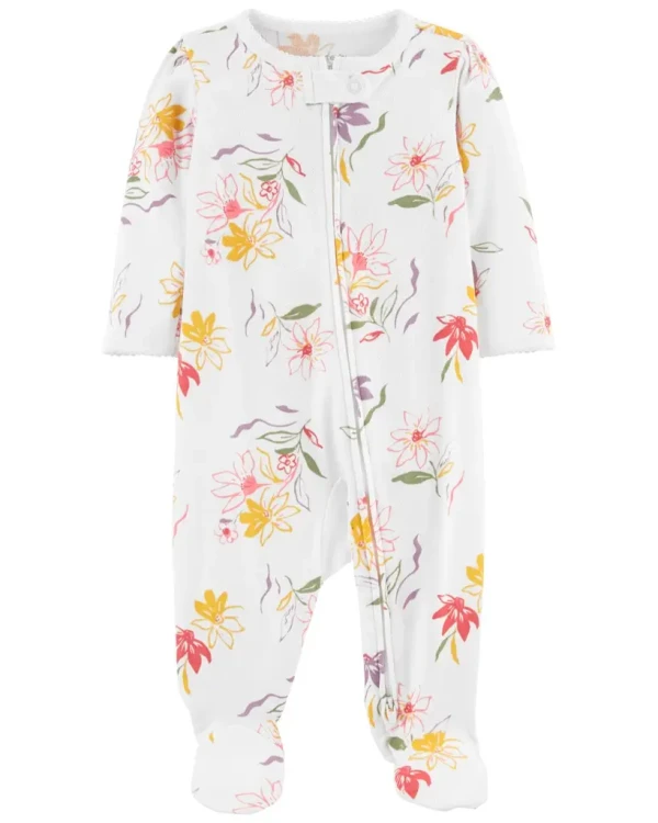 CARTERS Overal na zips Sleep&Play White Flowers dievča NB/veľ. 56