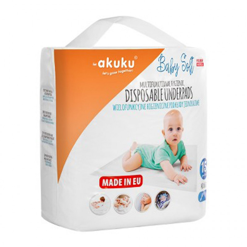 AKUKU Jednorazové hygienické podložky Baby Soft 40x60cm 15ks