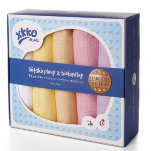 XKKO Plienka BIOBAVLNA Organic 5ks 70x70cm Staré časy - Pastels for Girls