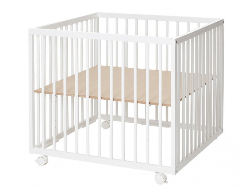 Baby Dan drevená ohrádka Comfort Medium White, 79 × 79 × 73 cm