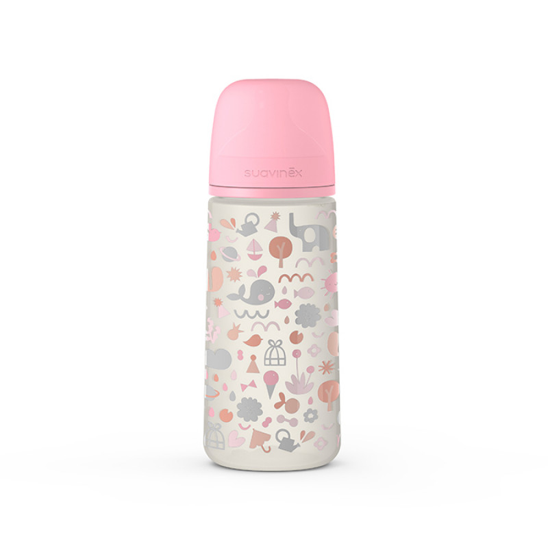 SUAVINEX  Dojčenská fľaša 360 ml L MEMORIES - ružová