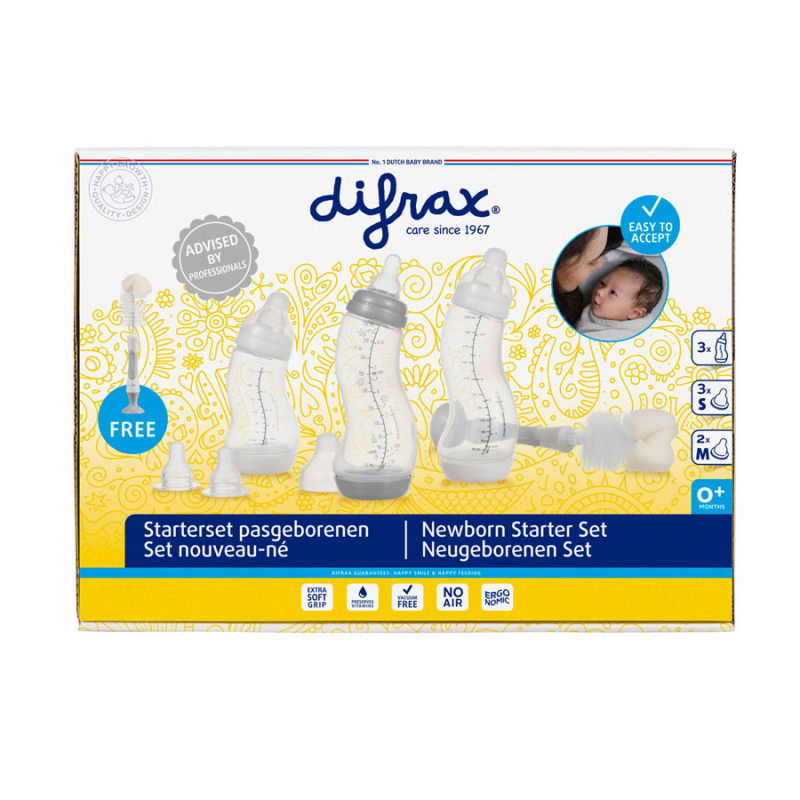 Štartovacia sada dojčenských fľašiek Difrax s kefkou