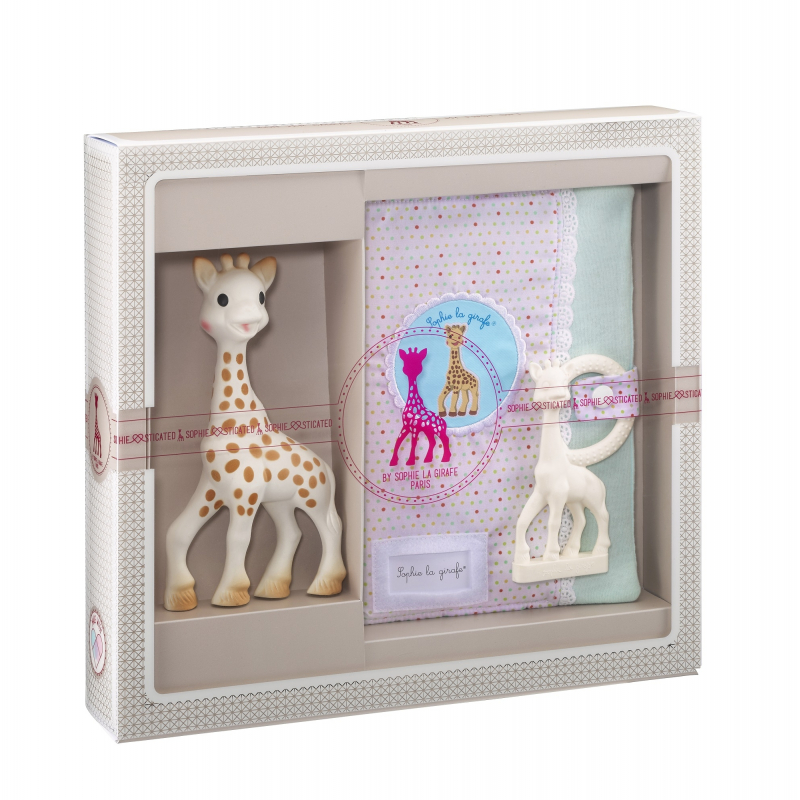 VULLI Môj prvý darčekový set - žirafa Sophie & púzdro na zápisky & hryzačka vo farbe Ivory