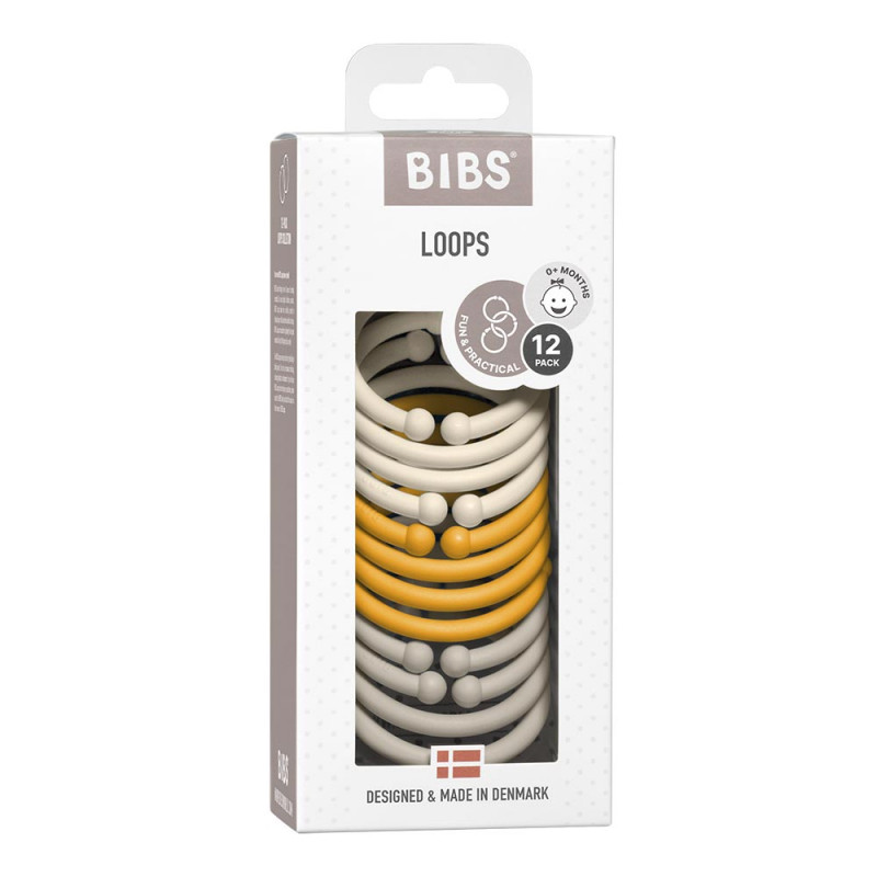 BIBS Loops krúžky 12ks | Ivory / Honey Bee / Sand