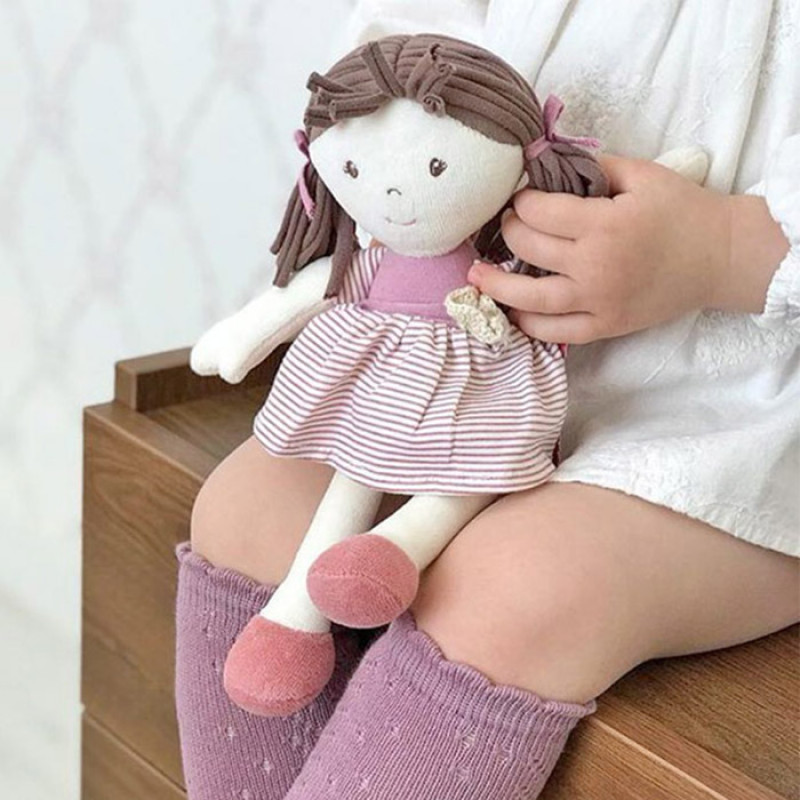 Bonikka All Natural látková bábika v darčekovom balení, malá Brook ružové šaty