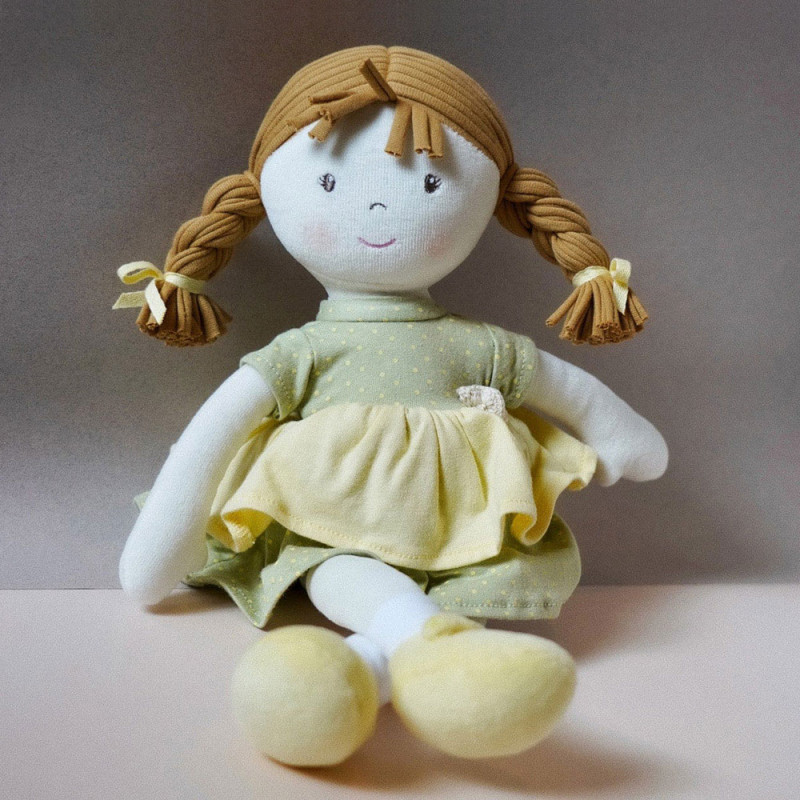 Bonikka All Natural látková bábika v darčekovom balení, Neva modré šaty