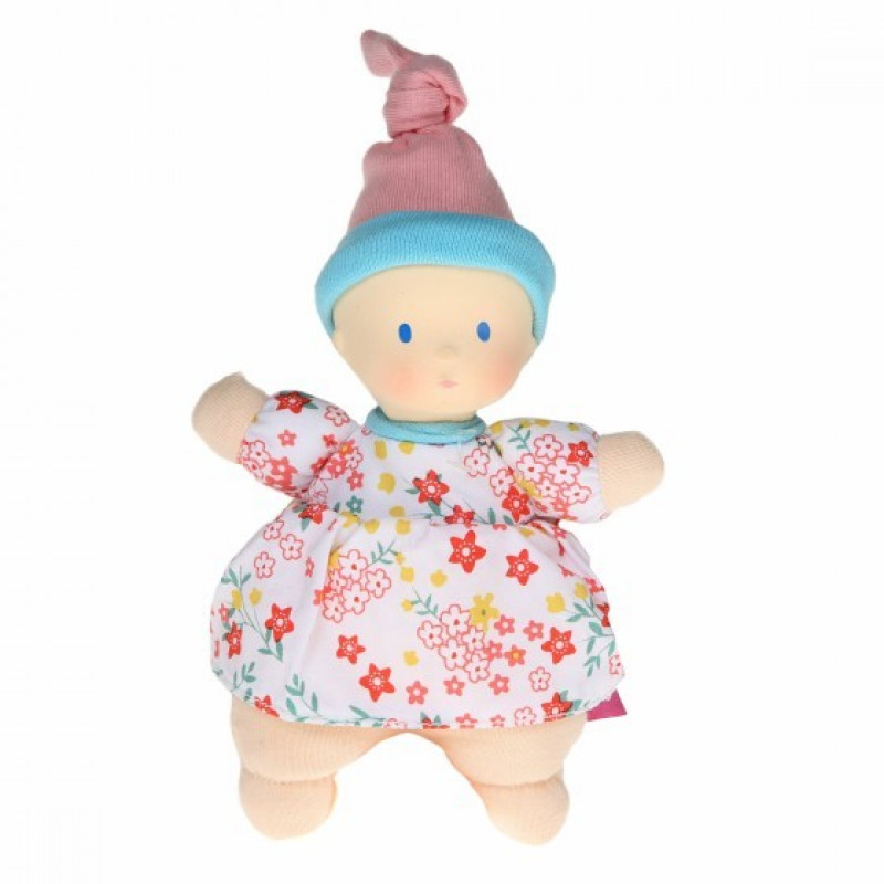 Mini bábika miláčik - 15cm | kvietkovaná modrá čiapka