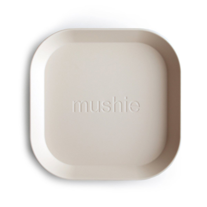 Mushie hranatý tanier 2 ks | Ivory