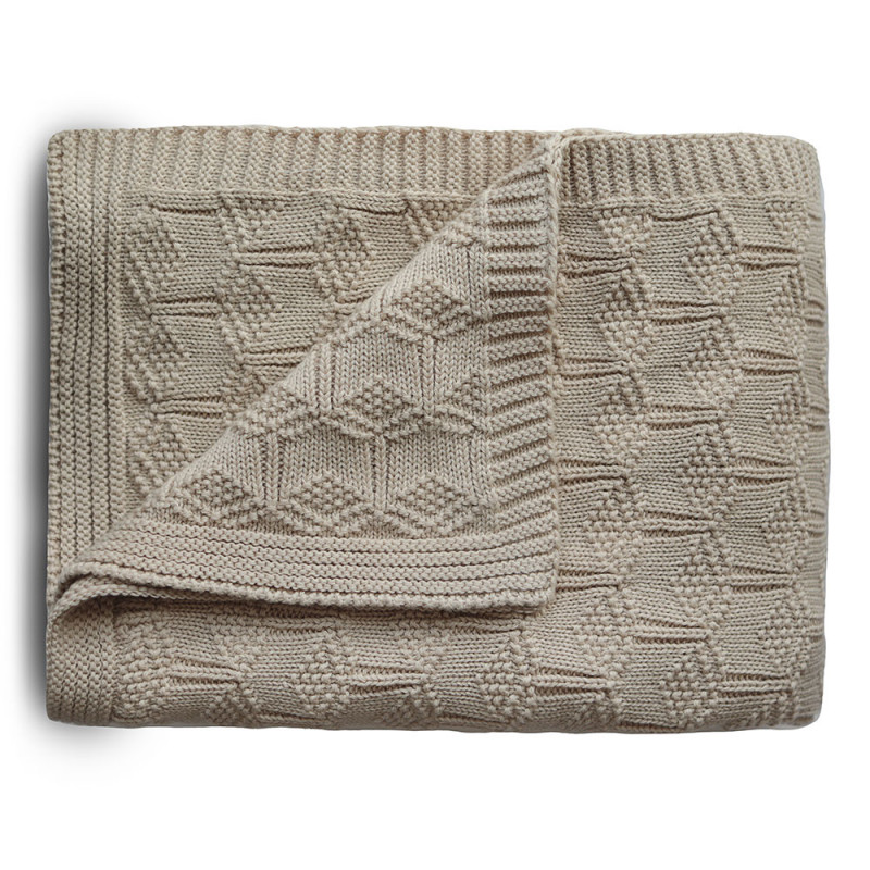 Mushie pletená detská deka z organickej bavlny | vzorkovaná Beige