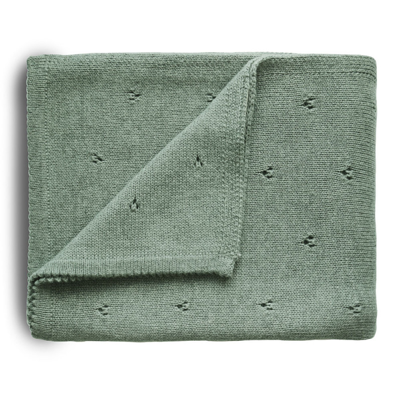 Mushie pletená detská deka z organickej bavlny | bodkovaná Off White
