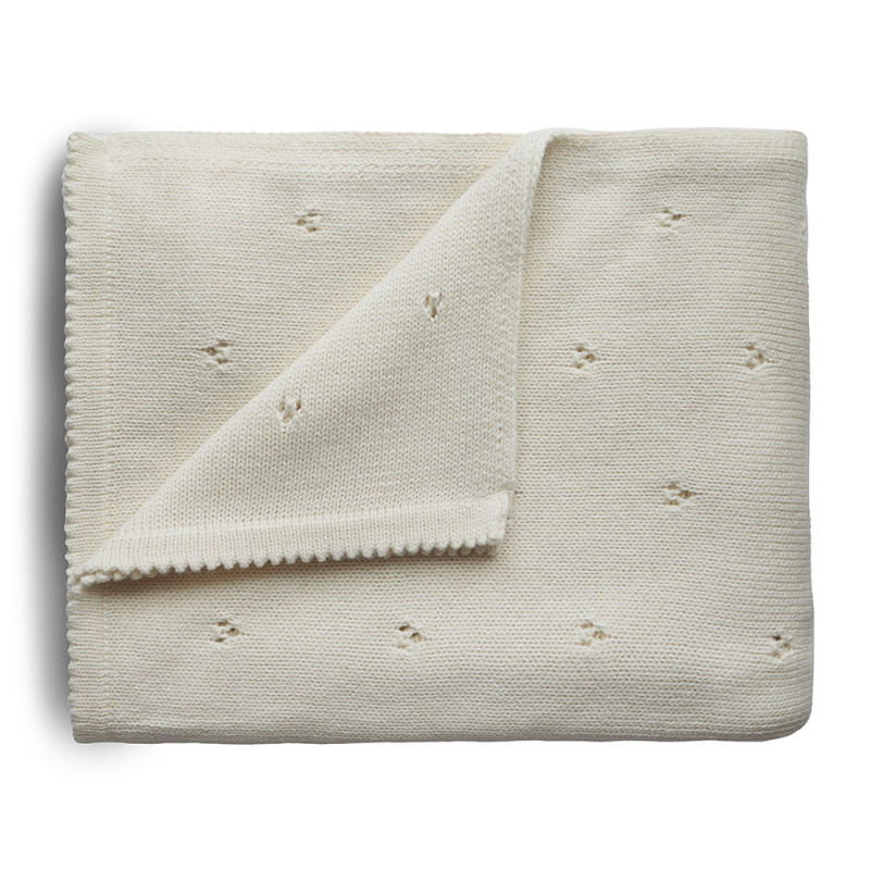 Mushie pletená detská deka z organickej bavlny | bodkovaná Mustard