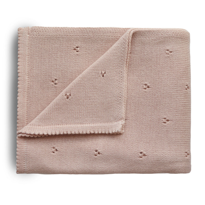 Mushie pletená detská deka z organickej bavlny | dierkovaná Blush