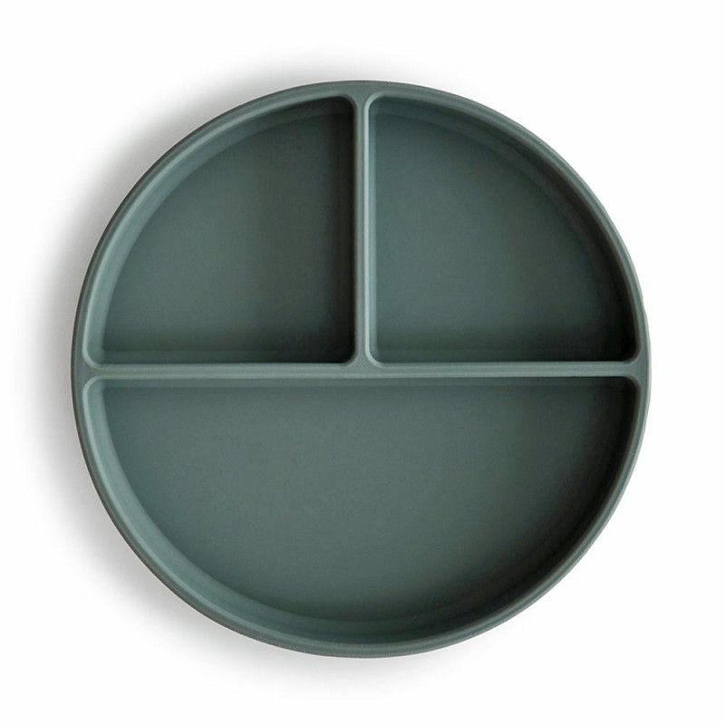 Mushie silikónový tanier s prísavkou | Cambridge Blue