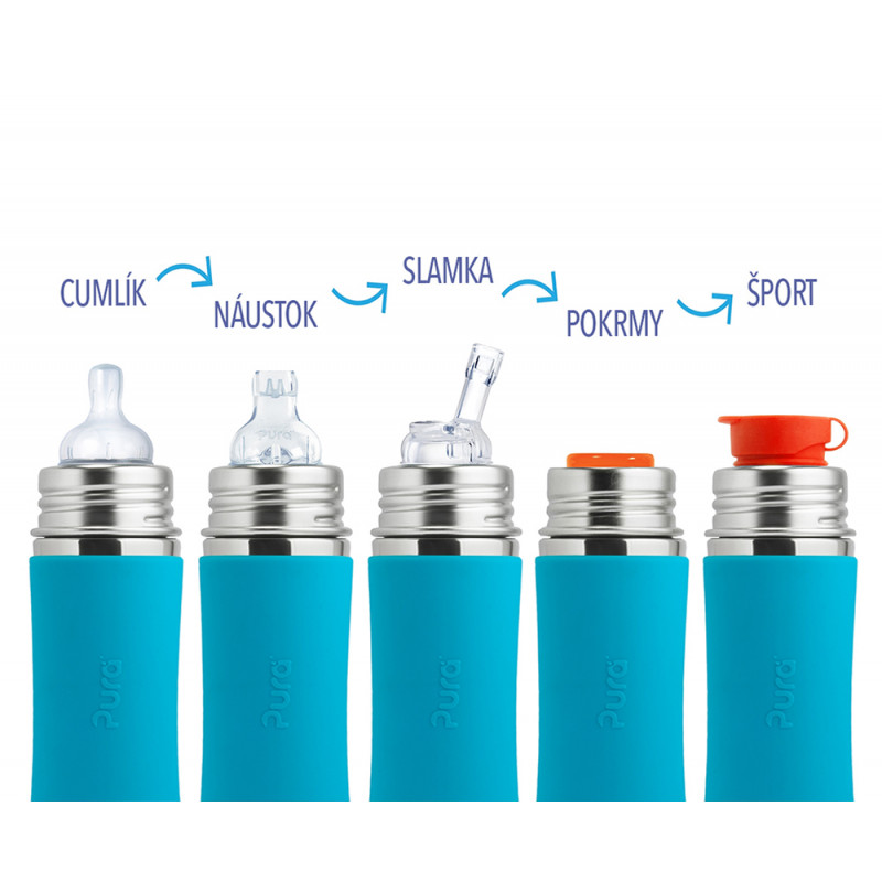 Pura® nerezová fľaša so športovým uzáverom 325ml aqua
