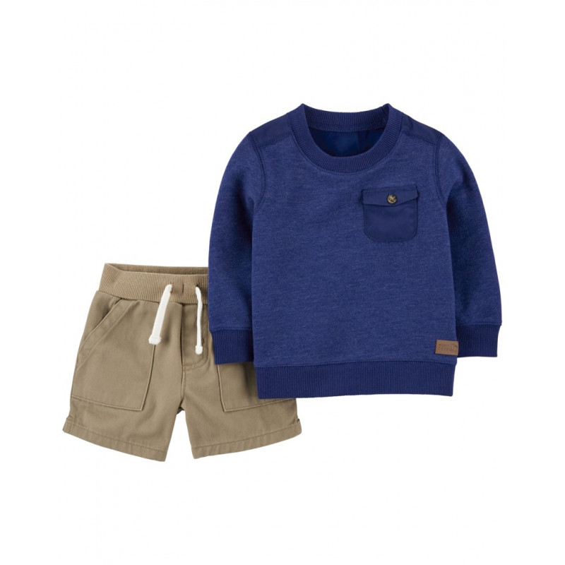CARTER'S Set 2dielny sveter, kraťasy Blue chlapec 6m